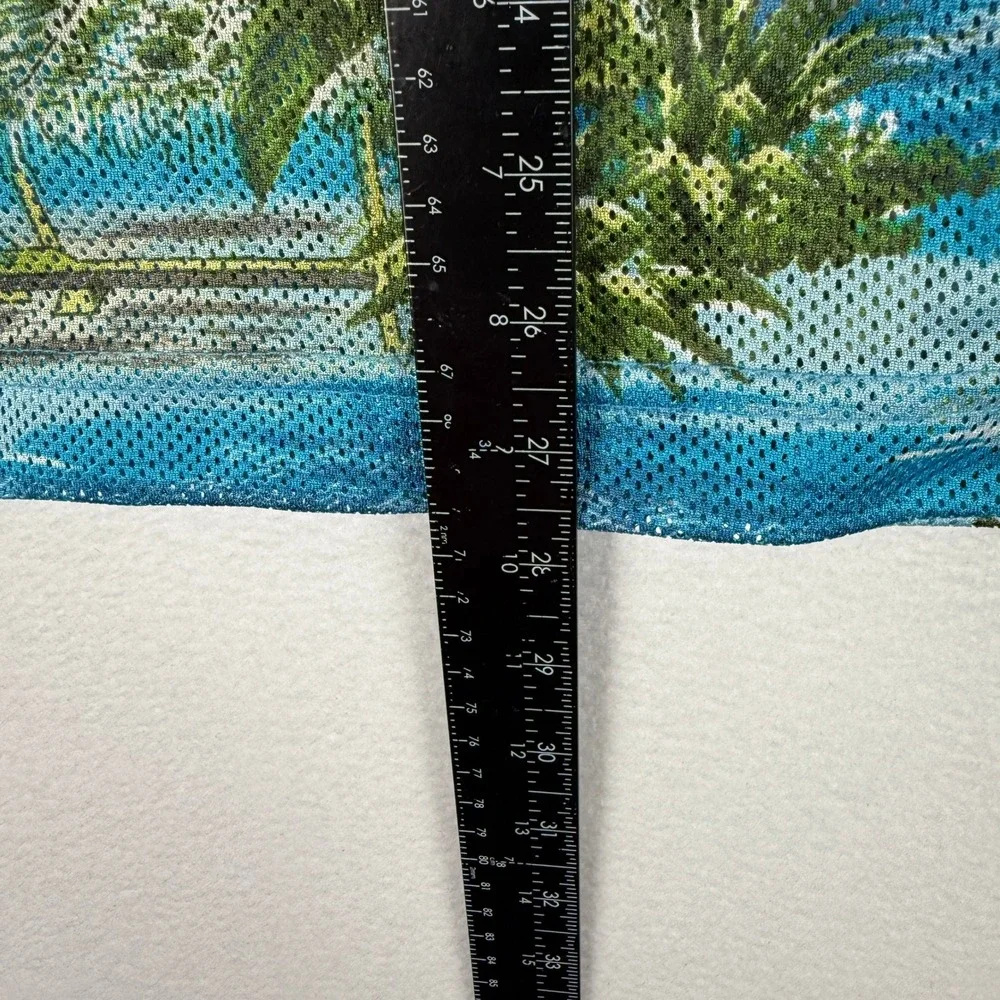 Quicksilver Hawaiian Mesh Shirt Mens Medium Palm Trees‎ Short Sleeve Button Up - Picture 6 of 7